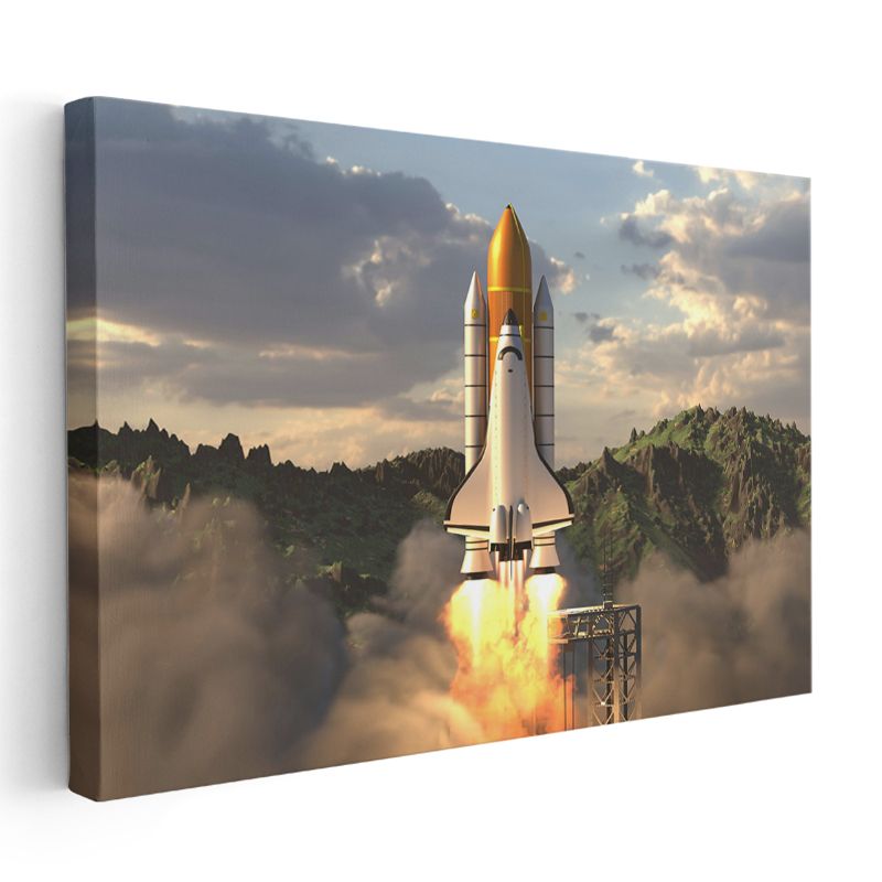 Uzay Mekiği - Dağlar Üzerinde Yükseliş Kanvas Tablo