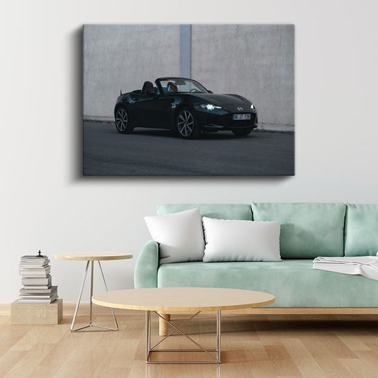 Mazda MX-5 - Siyah Roadster Cabrio Kanvas Tablo