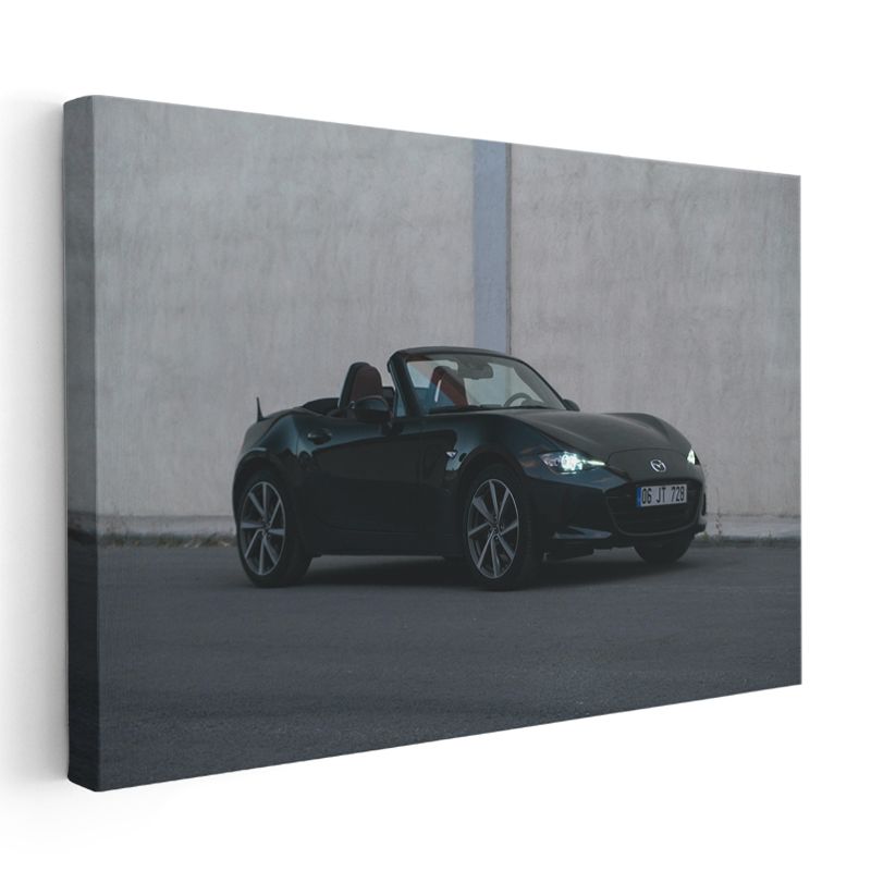 Mazda MX-5 - Siyah Roadster Cabrio Kanvas Tablo