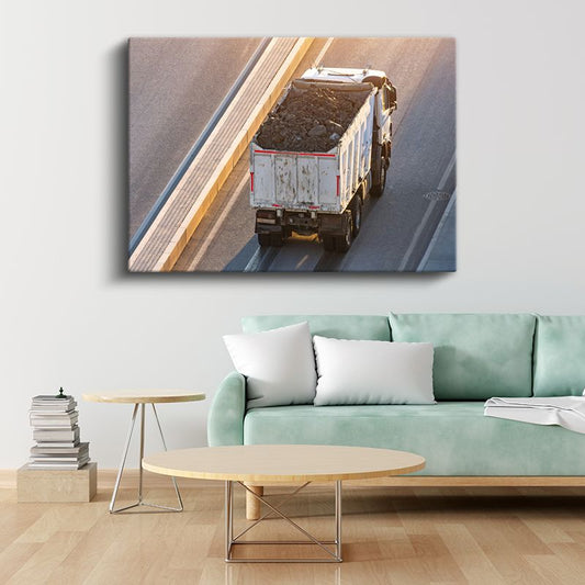 Damperli Kamyon - Otoyolda Nakliye Aracı Kanvas Tablo