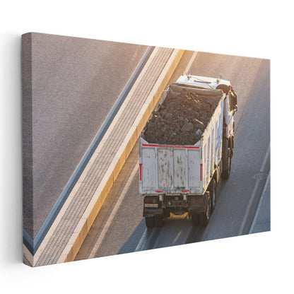 Damperli Kamyon - Otoyolda Nakliye Aracı Kanvas Tablo
