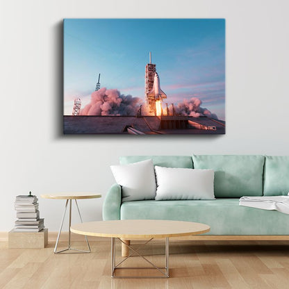 Space Shuttle - Fırlatma Anında Uzay Aracı Kanvas Tablo