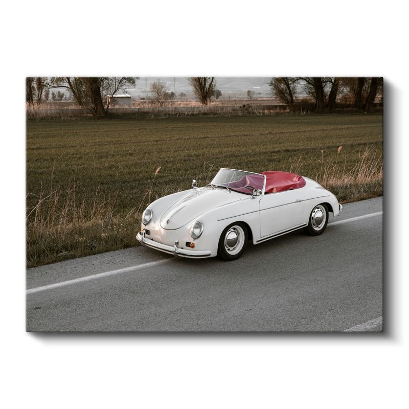 Porsche 356 Speedster - Klasik Beyaz Üstü Açık Spor Otomobil Kanvas Tablo
