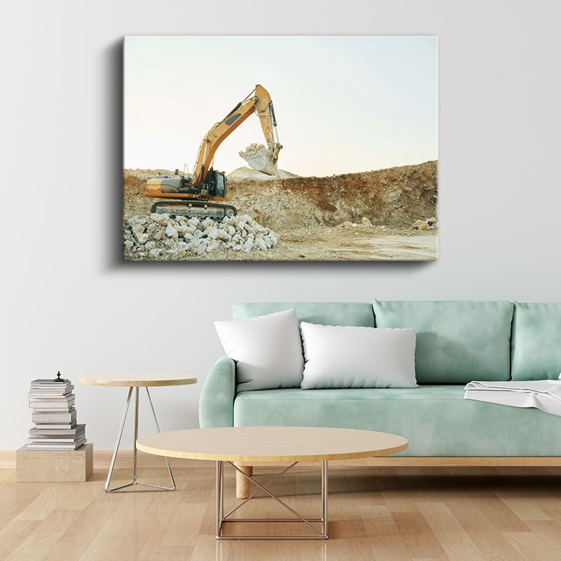 Ekskavatör - İnşaat Sahası İş Makinesi Kanvas Tablo