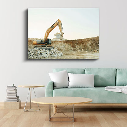 Ekskavatör - İnşaat Sahası İş Makinesi Kanvas Tablo