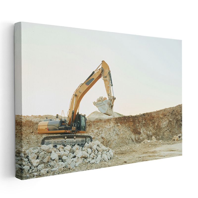 Ekskavatör - İnşaat Sahası İş Makinesi Kanvas Tablo