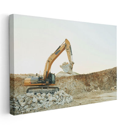 Ekskavatör - İnşaat Sahası İş Makinesi Kanvas Tablo