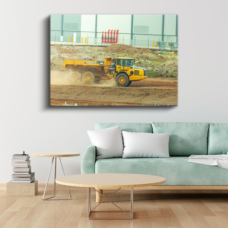 Volvo A40E Damperli Kamyon - İnşaat Sahasında Çalışırken Kanvas Tablo
