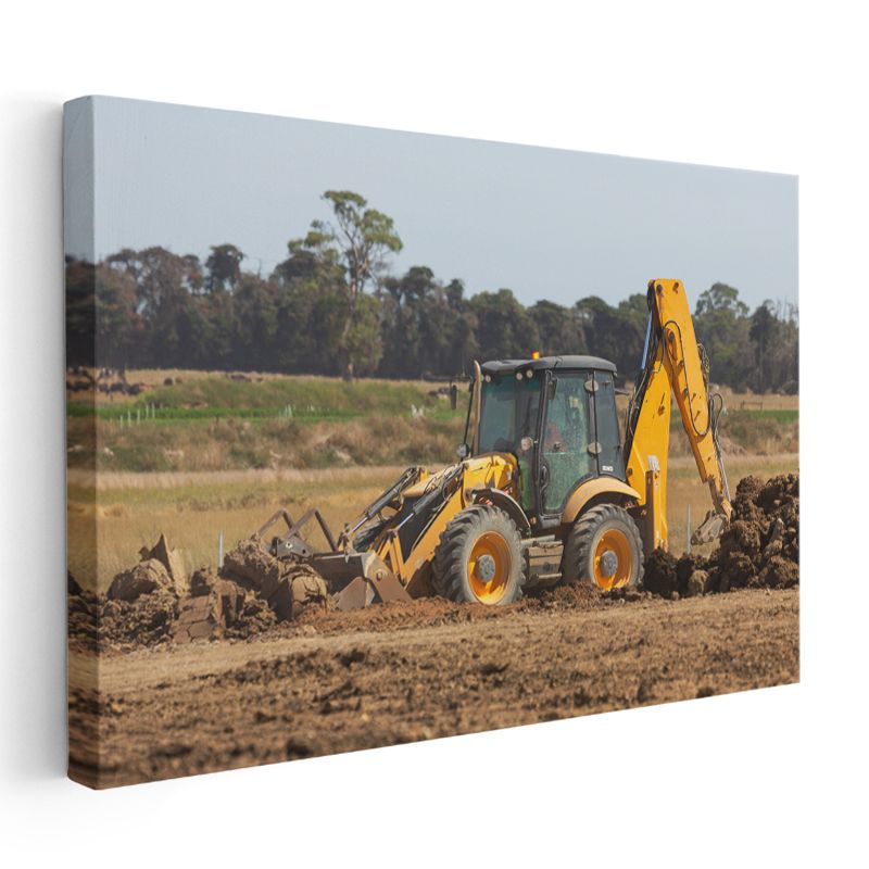 JCB Kazıcı Yükleyici - Toprak İşlerinde Çalışan İş Makinesi Kanvas Tablo
