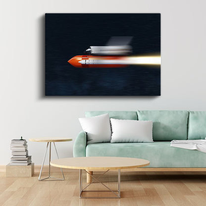 Roket Fırlatma - Yüksek Hızda Hareket Eden Uzay Aracı Kanvas Tablo