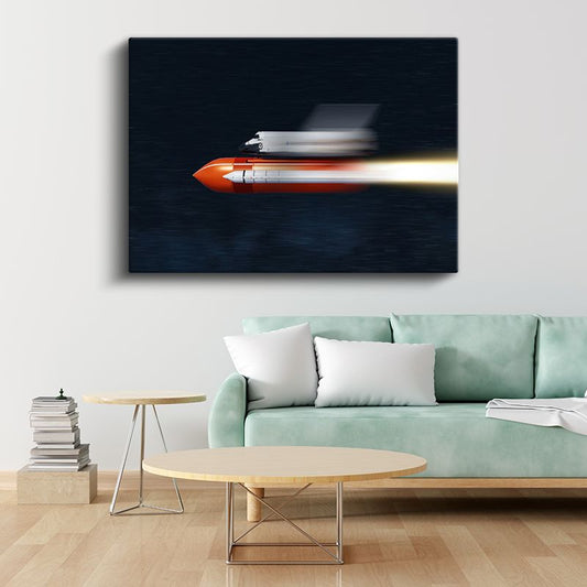 Roket Fırlatma - Yüksek Hızda Hareket Eden Uzay Aracı Kanvas Tablo