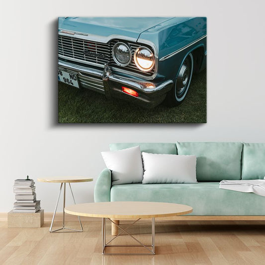 Chevrolet Klasik - Retro Far Detayı Kanvas Tablo