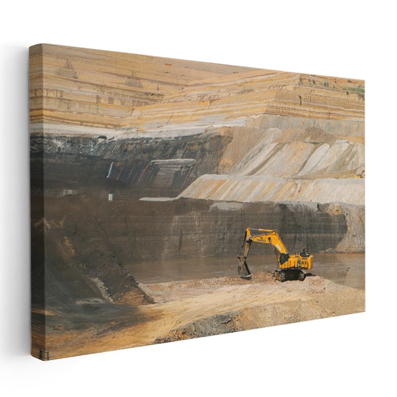 Ekskavatör Maden - Açık Ocak Çalışması Kanvas Tablo