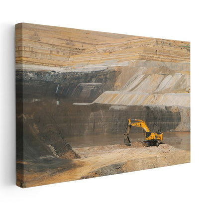 Ekskavatör Maden - Açık Ocak Çalışması Kanvas Tablo