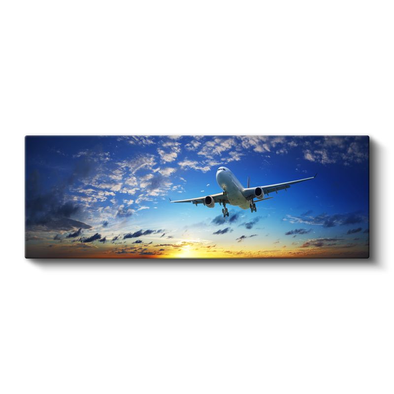 Yolcu Uçağı - Gün Batımı Gökyüzünde Kanvas Tablo