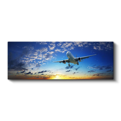 Yolcu Uçağı - Gün Batımı Gökyüzünde Kanvas Tablo