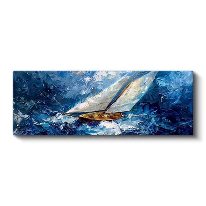 Yelkenli Tekne - Fırtınalı Denizde Yağlı Boya Kanvas Tablo