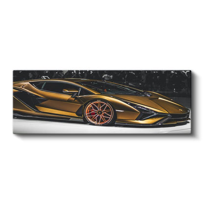 Lamborghini - Altın Rengi Lüks Spor Kanvas Tablo