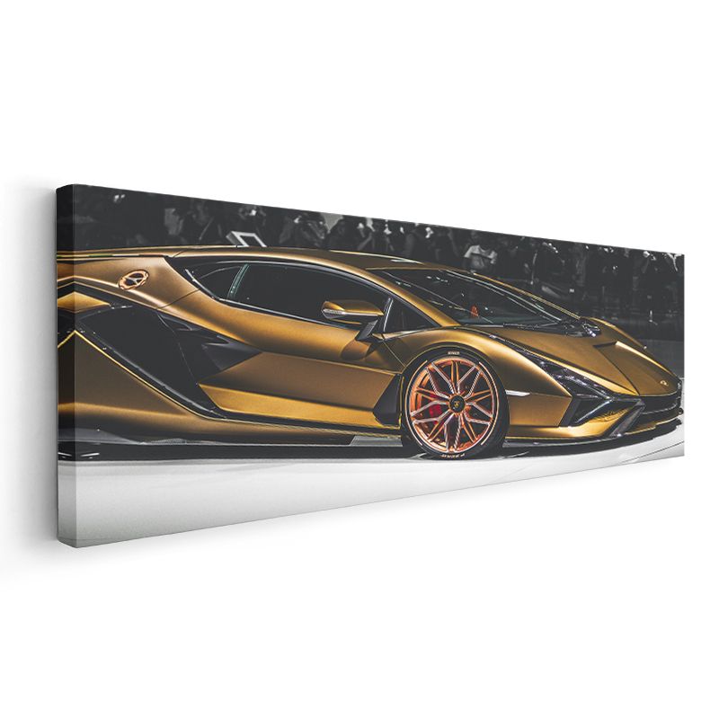 Lamborghini - Altın Rengi Lüks Spor Kanvas Tablo