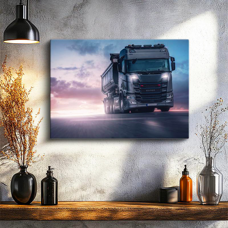 Yatay Kanvas Tablo Karayolunda Seyir Halindeki Scania Kamyon Kamyon Tablosu Ev Ofis Duvar Dekoru