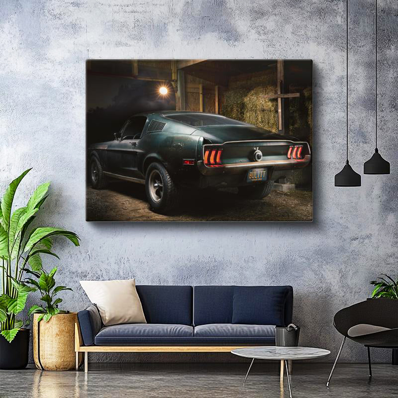 Yatay Kanvas Tablo 1968 Mustang Bullitt Nostaljik Garaj Ford Mustang Tablosu Ev Ofis Duvar Dekoru
