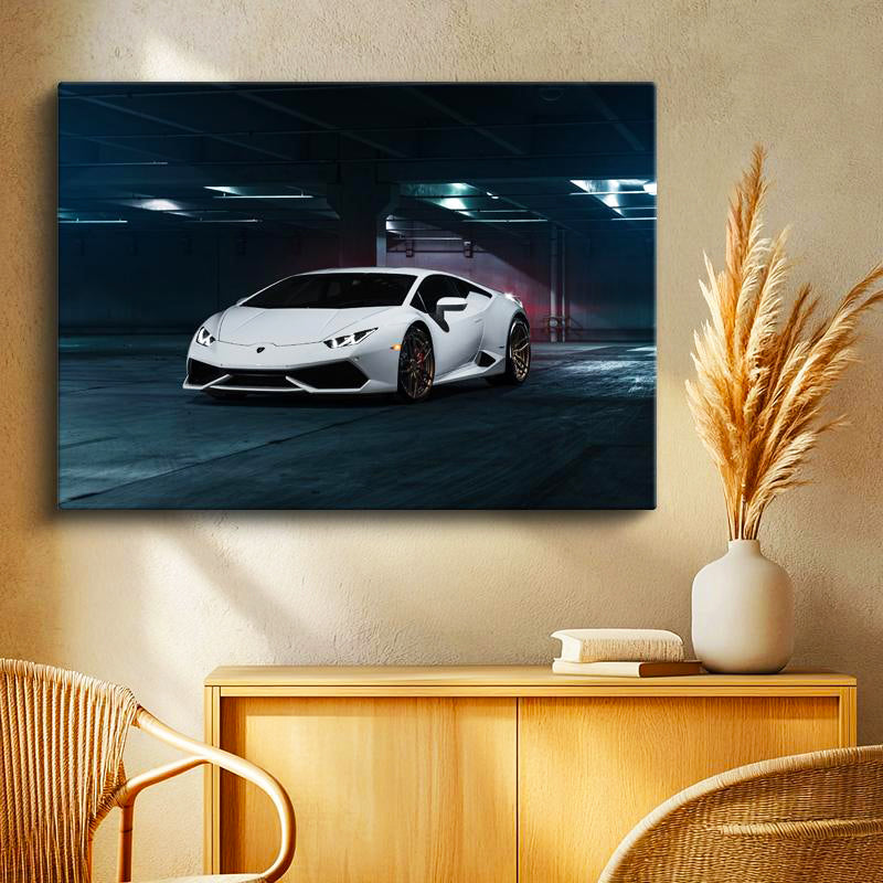 Yatay Kanvas Tablo Lamborghini Huracan Garaj Temalı Spor Araba Lamborghini Tablosu Ev Ofis Dekoru