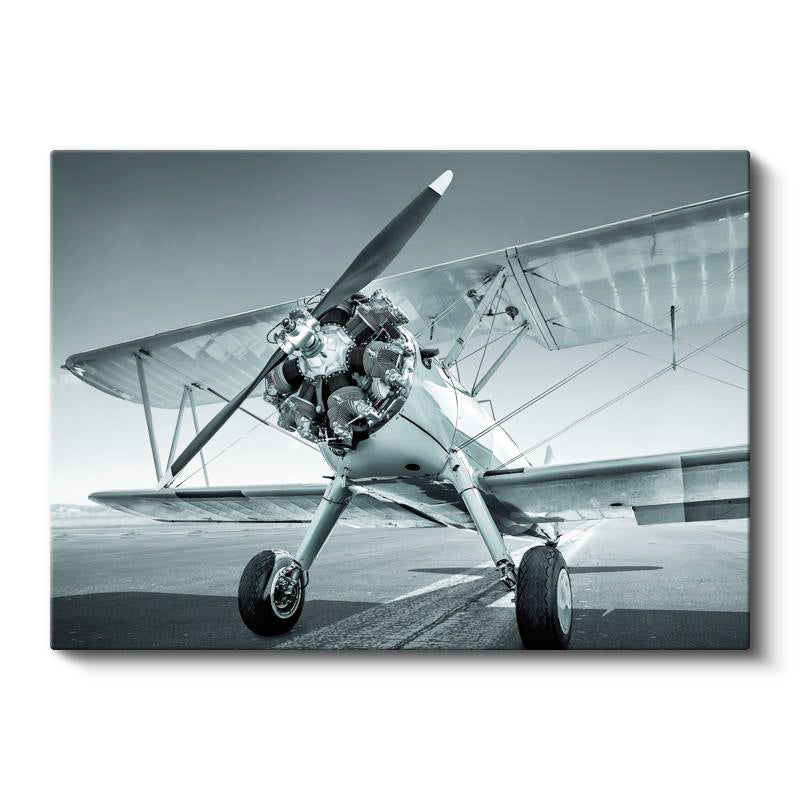 Yatay Kanvas Tablo Antika Çift Kanatlı Uçak Radyal Motor Uçak Tablosu Ev Ofis Duvar Dekoru
