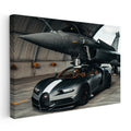 Yatay Kanvas Tablo Bugatti Chiron Sport ve Rafale Savaş Jeti Bugatti Tablosu Ev Ofis Duvar Dekoru