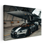 Yatay Kanvas Tablo Bugatti Chiron Sport ve Rafale Savaş Jeti Bugatti Tablosu Ev Ofis Duvar Dekoru