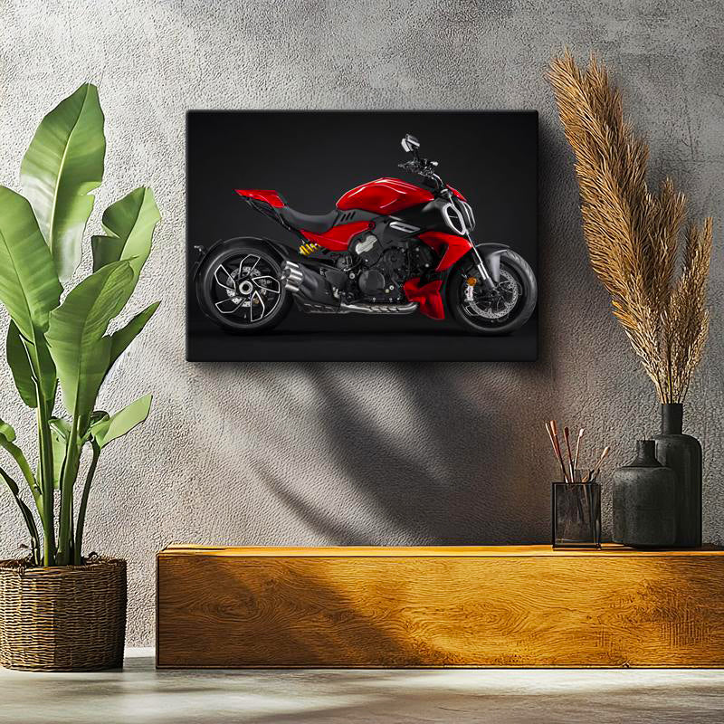 Yatay Kanvas Tablo Ducati Diavel 1260 Kaslı İtalyan Cruiser Motosiklet Tablosu Ev Ofis Duvar Dekoru