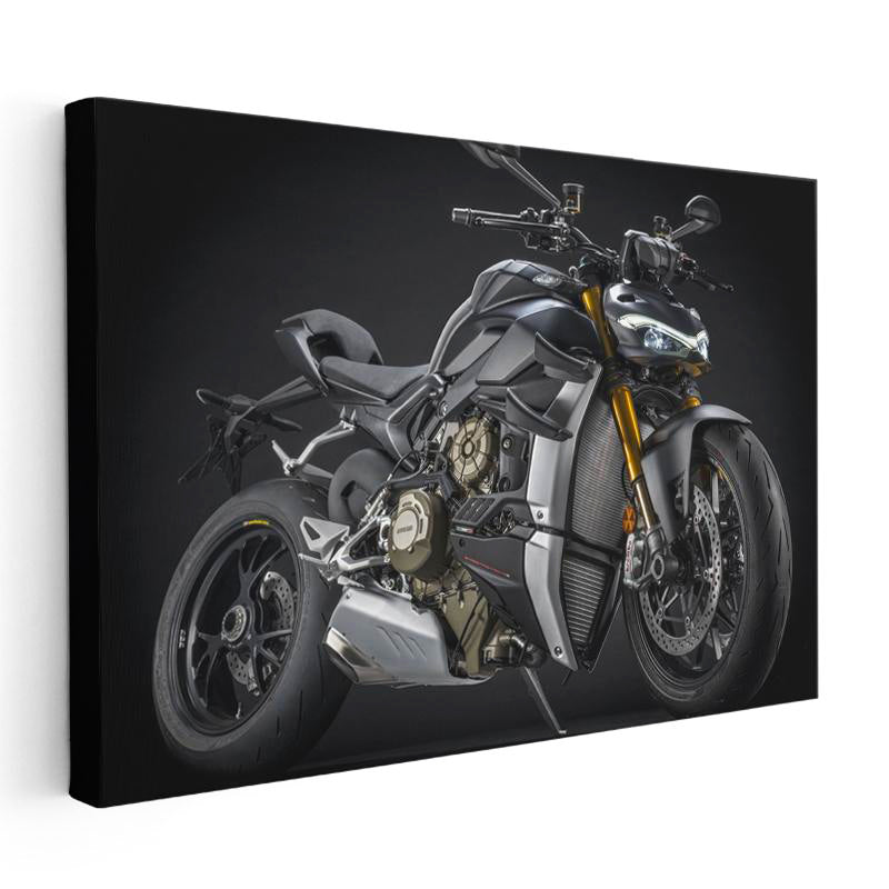 Yatay Kanvas Tablo Ducati Streetfighter V4 S Koyu Gri Motosiklet Tablosu Ev Ofis Duvar Dekoru