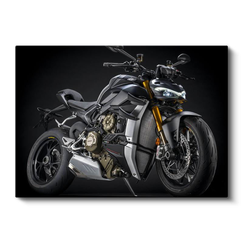 Yatay Kanvas Tablo Ducati Streetfighter V4 S Koyu Gri Motosiklet Tablosu Ev Ofis Duvar Dekoru