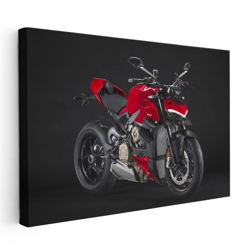 Yatay Kanvas Tablo Ducati Streetfighter V4 Kırmızı Naked Motosiklet Tablosu Ev Ofis Duvar Dekoru