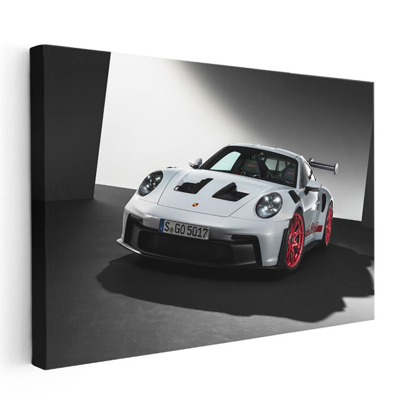 Yatay Kanvas Tablo Porsche 911 GT3 RS Beyaz Pist Performans Aracı Porsche Tablosu Ev Ofis Dekoru