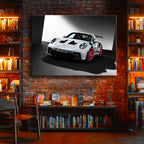 Yatay Kanvas Tablo Porsche 911 GT3 RS Beyaz Pist Performans Aracı Porsche Tablosu Ev Ofis Dekoru