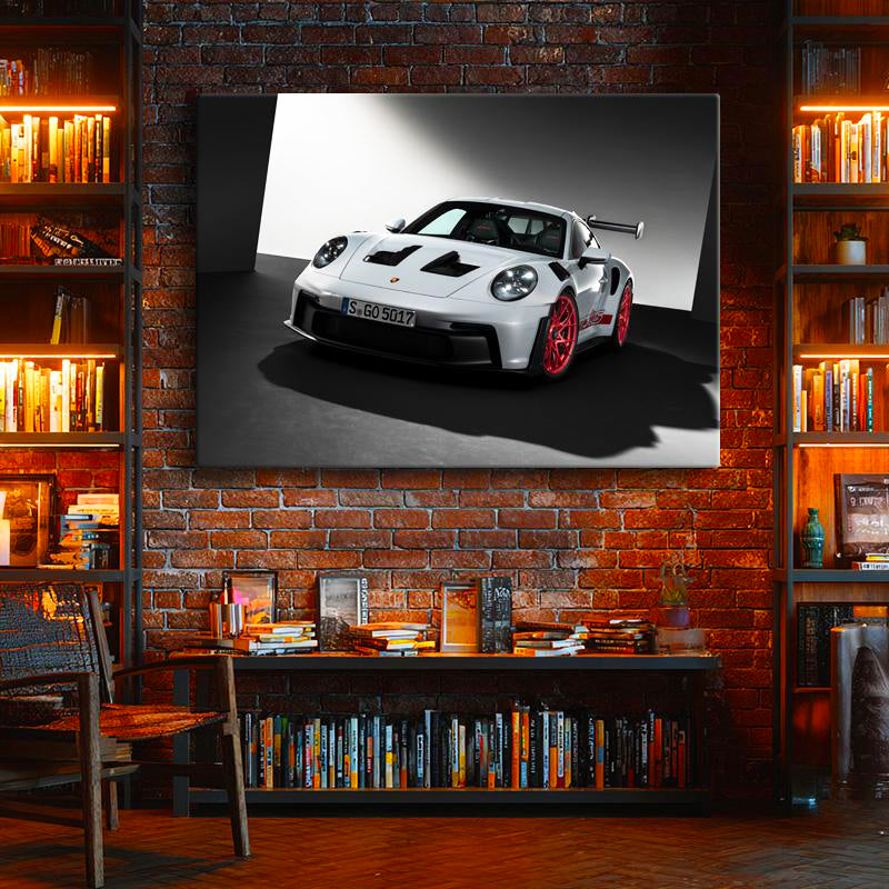 Yatay Kanvas Tablo Porsche 911 GT3 RS Beyaz Pist Performans Aracı Porsche Tablosu Ev Ofis Dekoru