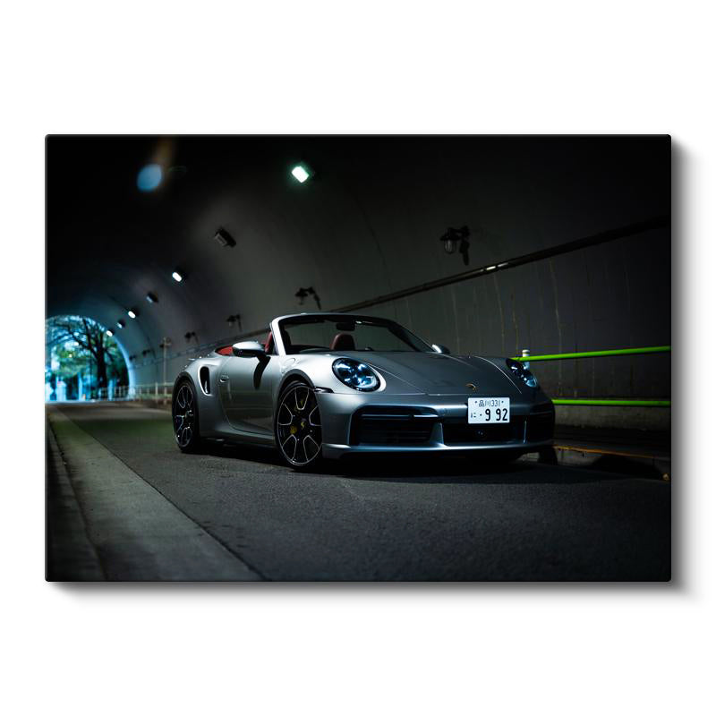 Yatay Kanvas Tablo Porsche 911 Turbo S Cabrio Gece Tünel Pozu Porsche Tablosu Ev Ofis Duvar Dekoru