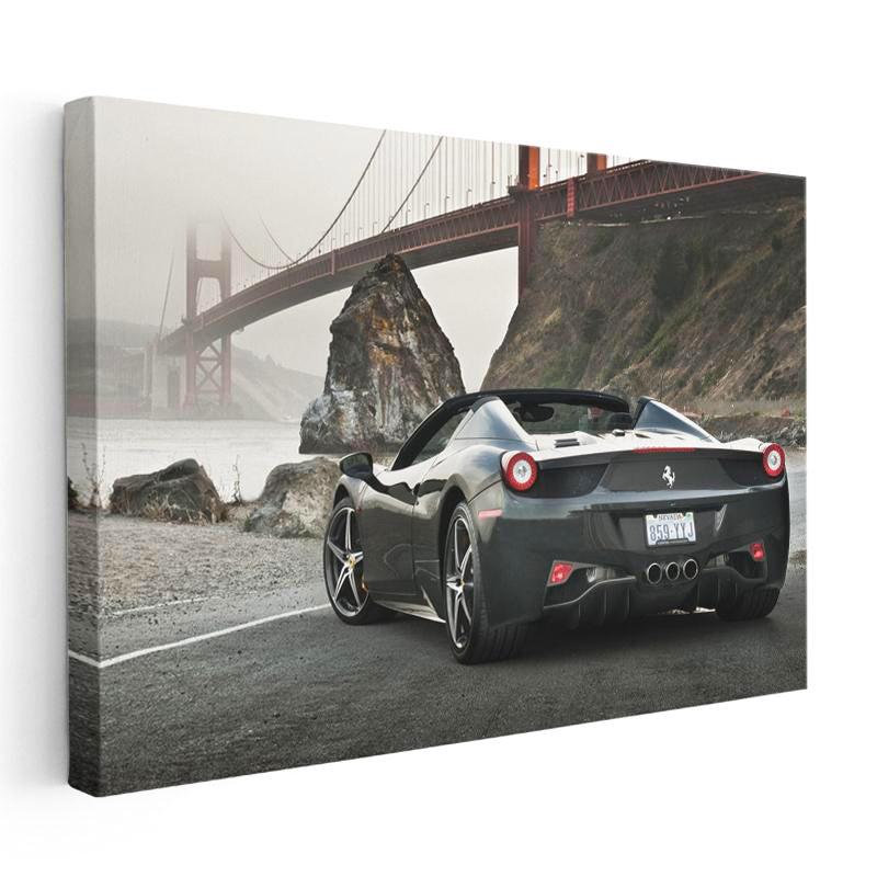 Yatay Kanvas Tablo Ferrari 458 Spider Köprü Manzarası Ferrari Tablosu Ev Ofis Duvar Dekoru