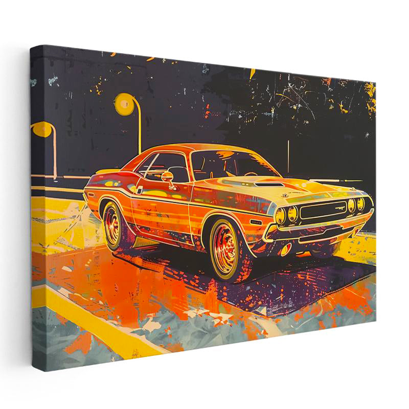 Yatay Kanvas Tablo Dodge Challenger Pop Art İllüstrasyon Dodge Tablosu Ev Ofis Duvar Dekoru