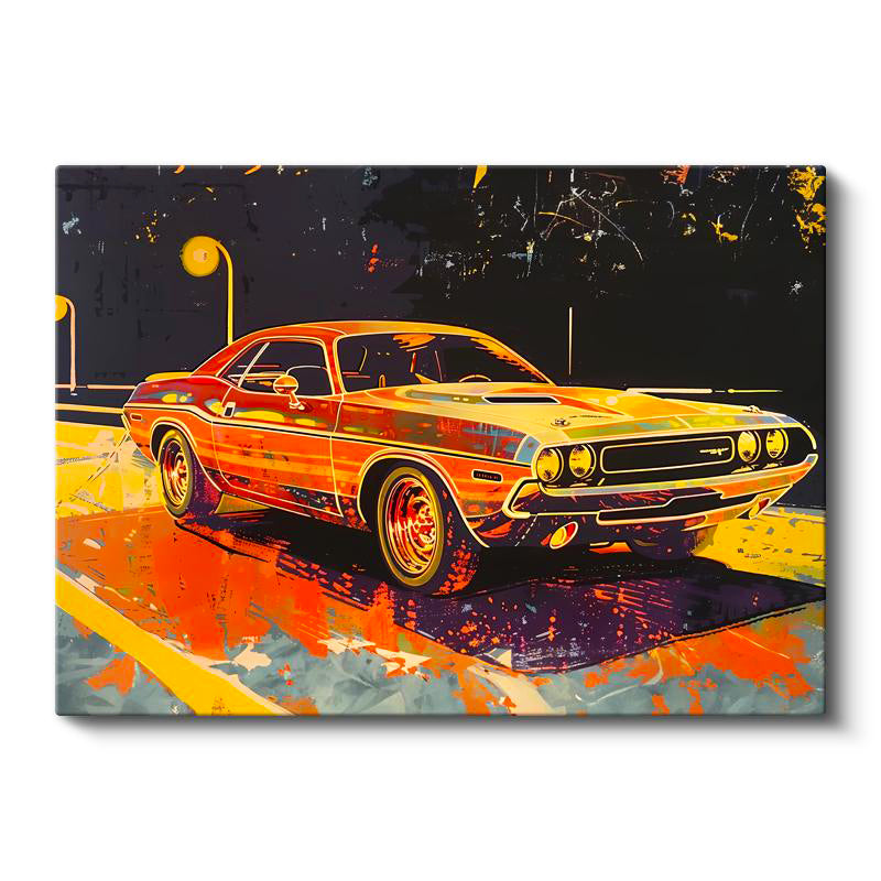 Yatay Kanvas Tablo Dodge Challenger Pop Art İllüstrasyon Dodge Tablosu Ev Ofis Duvar Dekoru