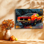 Yatay Kanvas Tablo Ford Mustang Klasik Kasa Renkli Çizim Ford Tablosu Ev Ofis Duvar Dekoru