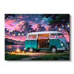 Yatay Kanvas Tablo Volkswagen T1 Kamp ve Göl Manzarası Volkswagen Tablosu Ev Ofis Duvar Dekoru