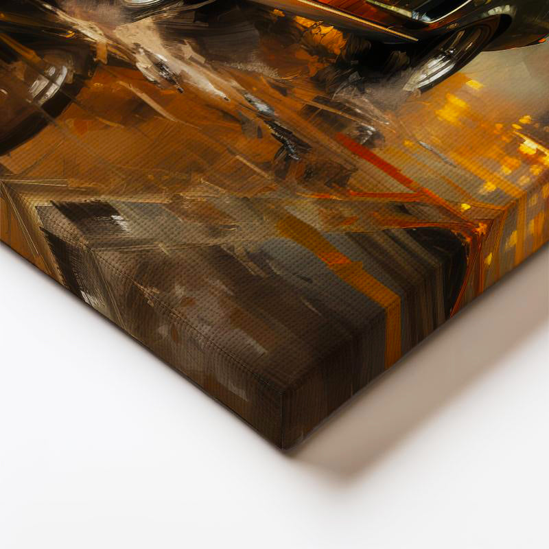 Yatay Kanvas Tablo Klasik Mustang Şehir Sokağı Mustang Tablosu Ev Ofis Duvar Dekoru