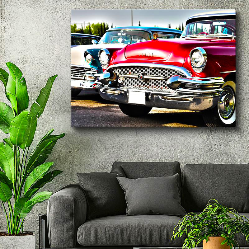 Yatay Kanvas Tablo Krom Tamponlu Klasik Buick Araba Tablosu Ev Ofis Duvar Dekoru