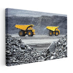 Yatay Kanvas Tablo Maden Ocağı Dev Kamyonlar İş Makinesi Tablosu Ev Ofis Duvar Dekoru