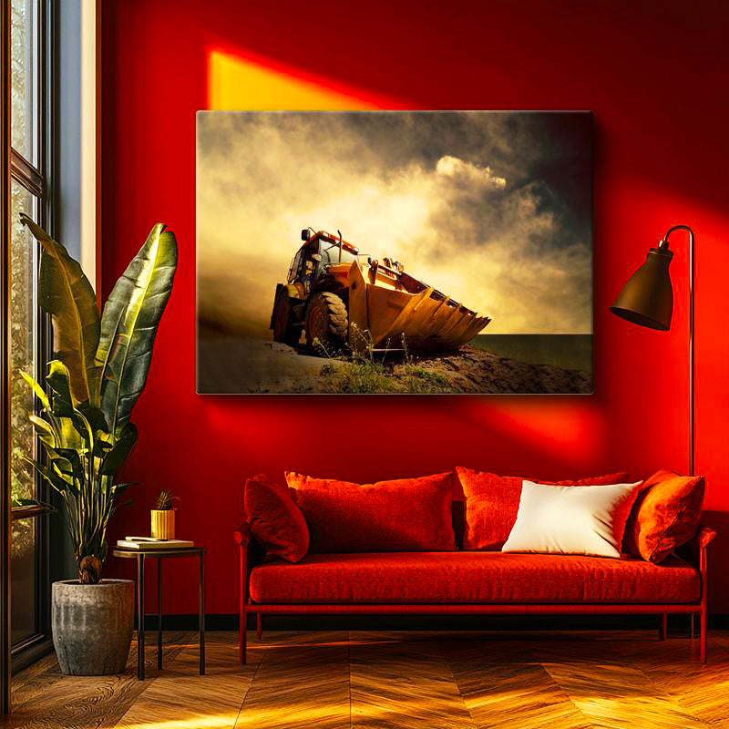Yatay Kanvas Tablo Dev Kova Lastikli Yükleyici İş Makinesi Tablosu Ev Ofis Duvar Dekoru