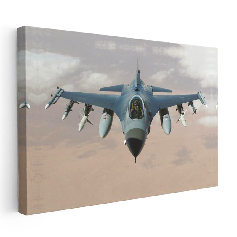 Yatay Kanvas Tablo Tam Cepheden Savaş Uçağı Askeri Jet Tablosu Ev Ofis Duvar Dekoru