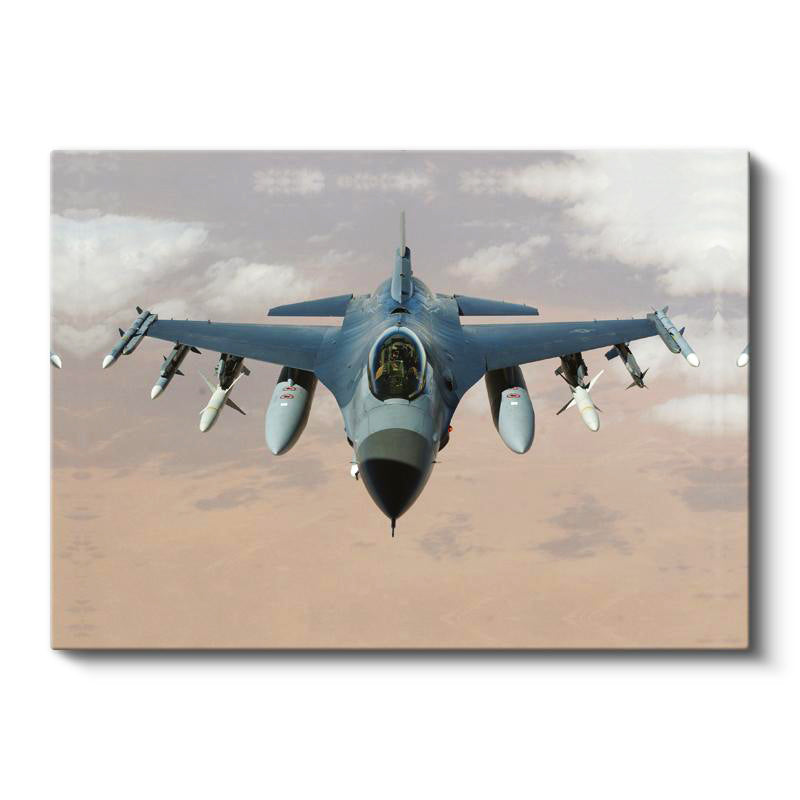 Yatay Kanvas Tablo Tam Cepheden Savaş Uçağı Askeri Jet Tablosu Ev Ofis Duvar Dekoru