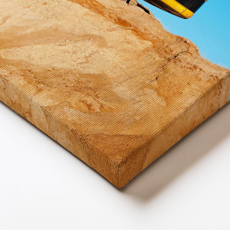 Yatay Kanvas Tablo Toprak Yükleyen Sarı Ekskavatör İş Makinesi Tablosu Ev Ofis Duvar Dekoru