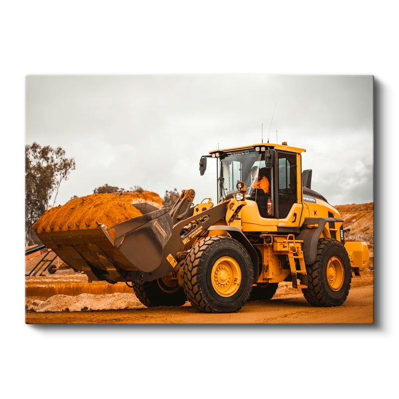 Yatay Kanvas Tablo Volvo Lastikli Yükleyici Çalışma Sahası İş Makinesi Tablosu Ev Ofis Duvar Dekoru